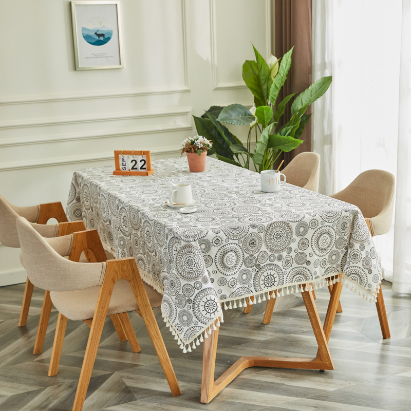 Persian Pattern [Tassel Lace]tablecloth fabric art Cotton and hemp student desk Ins wind Northern Europe Modern simplicity like a breath of fresh air tassels tea table dining table Gabe