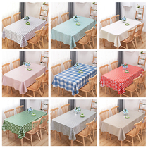 Plaid table fabric pvc waterproof oil-proof and anti-bronzed Nordic mesh red desk table cloth rectangular tea table cushion