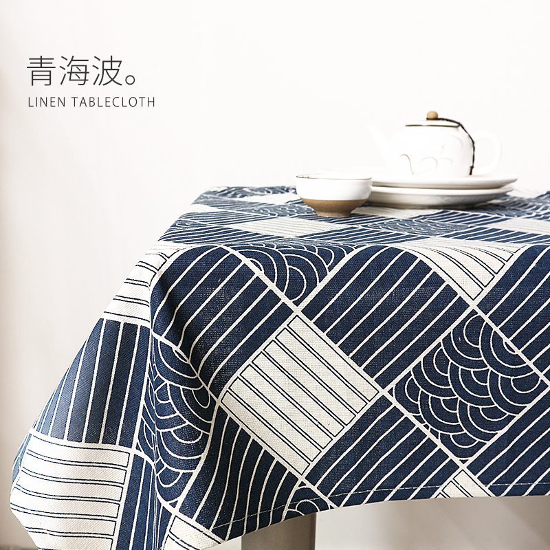 Qinghai Wavetablecloth desk INS student fabric art Cotton and hemp Japanese  Gabe solar system Tea table cloth Northern Europe Simplicity Chinese style