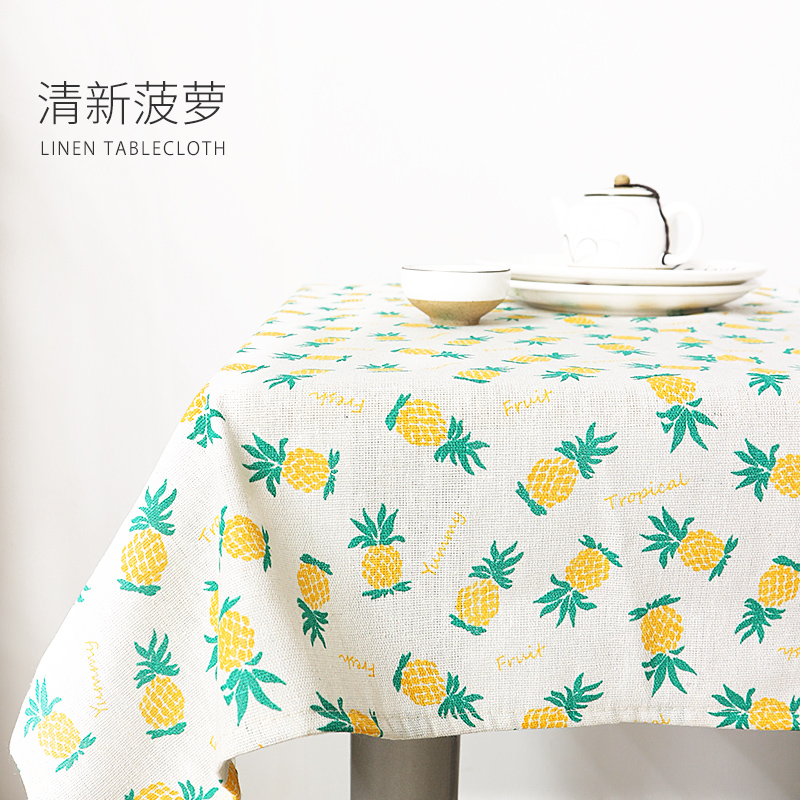 Fresh Pineappletablecloth desk INS student fabric art Cotton and hemp Japanese  Gabe solar system Tea table cloth Northern Europe Simplicity Chinese style
