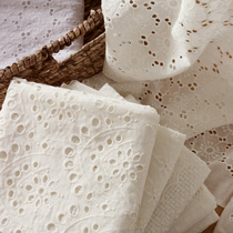 Cotton pure white hollow lace Wedding dress fabric Embroidered cloth Embroidered cloth Fashion clothing fabric Dress fabric