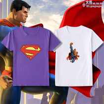  Superman Justice League mens Korean short-sleeved top Anime peripheral fashion Hong Kong style round neck pure cotton loose men and women