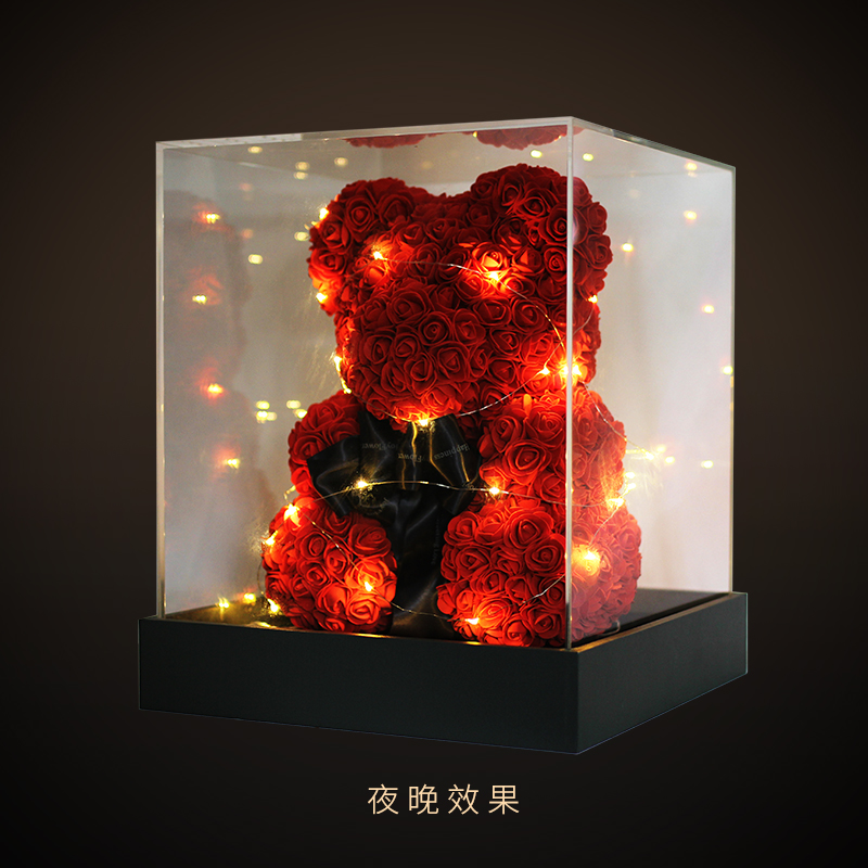 rose bear with lights