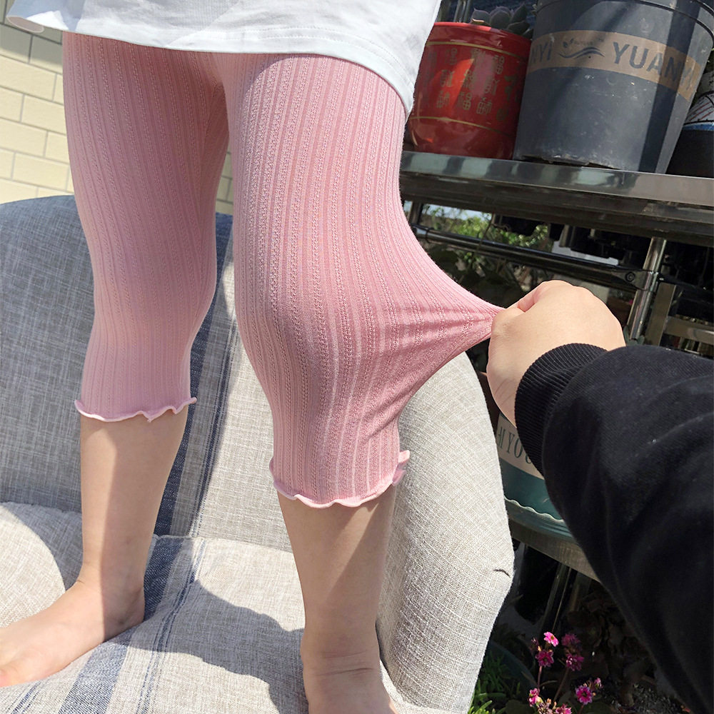 Children's underwear summer thin slim new hollow jacquard breathable 7-point pants lace women's children's pants