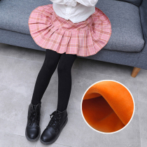 Girls pants spring and autumn Joker fake Two Plaid culottes plus velvet thickened childrens foreign pleated skirt bottoming winter