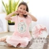 Shangbao Maixia Girls Nightdress Xiêm Trẻ em Áo ngủ ngắn tay cho bé Bộ đồ ngủ Dịch vụ điều hòa không khí Cha mẹ-con Công chúa Cotton Thin - Áo liền quần Áo liền quần