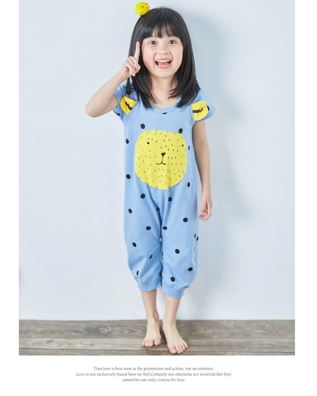 Shangbao Mai hè mới cho bé bộ đồ ngủ một mảnh bé trai tay ngắn bé gái bé gái bộ đồ ngủ ngắn tay mỏng dễ thương bộ khủng long
