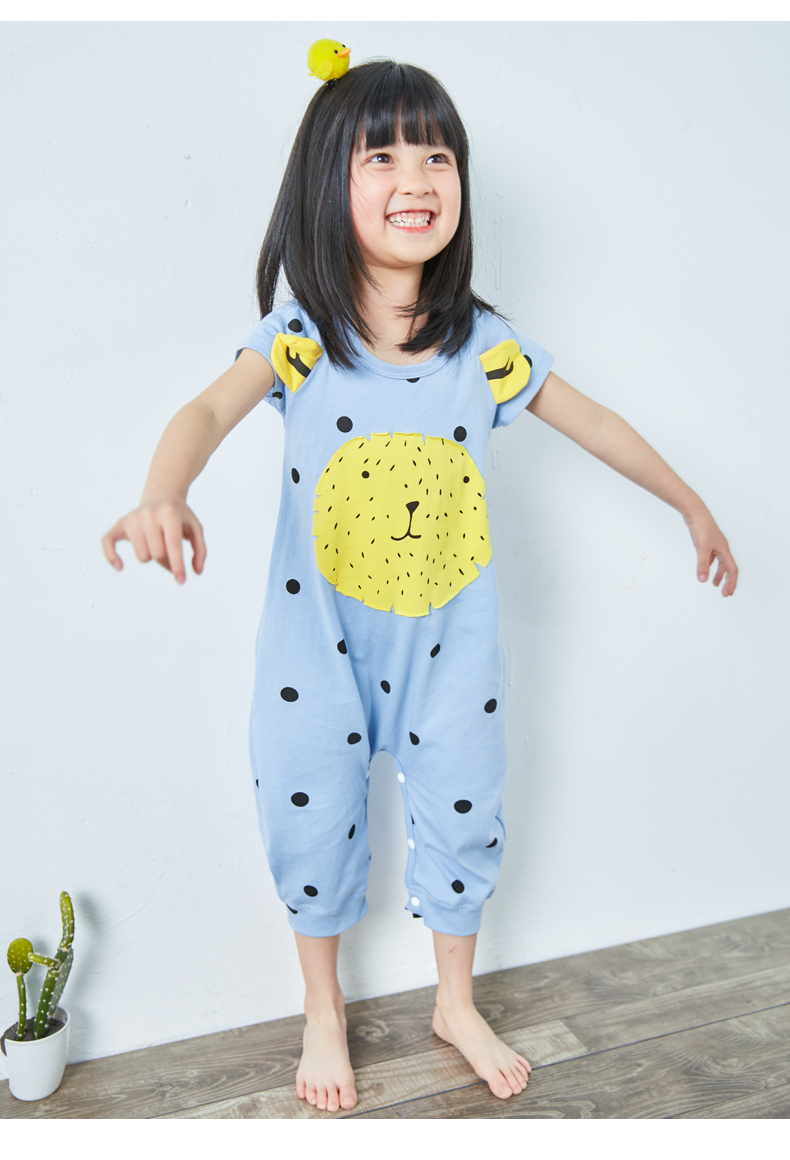Shangbao Mai hè mới cho bé bộ đồ ngủ một mảnh bé trai tay ngắn bé gái bé gái bộ đồ ngủ ngắn tay mỏng dễ thương shop quan ao tre em dep