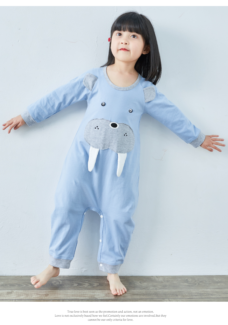 Shangbao Mai Trẻ em Bộ đồ ngủ Xiêm Cotton Bé Xiêm Áo dài tay cho bé trai và bé gái Trang chủ bộ body mùa hè cho bé gái