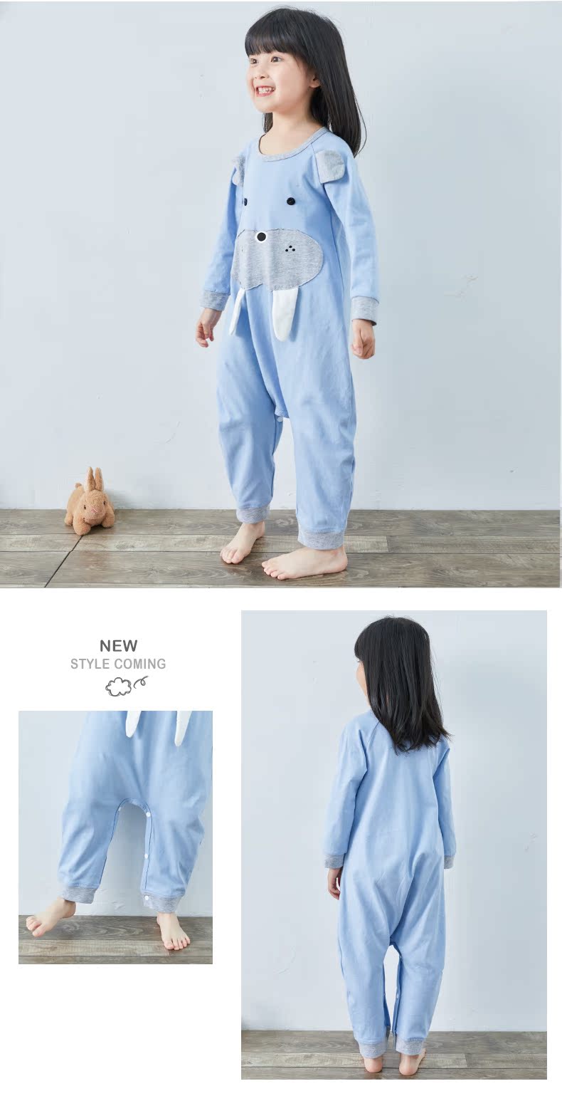 Shangbao Mai Trẻ em Bộ đồ ngủ Xiêm Cotton Bé Xiêm Áo dài tay cho bé trai và bé gái Trang chủ bộ body mùa hè cho bé gái