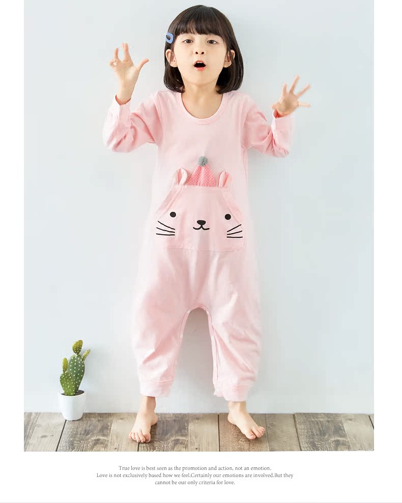 Đồ ngủ trẻ em một mảnh của Shangbao Mai chống đá mùa thu 2018 cotton dài tay cho bé gái đồ ngủ Xiêm chống lại sự dễ thương mát mẻ body suit cho be