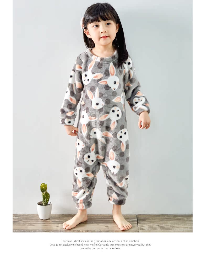 Shangbao Maiqiu trẻ em mùa đông đồ ngủ một mảnh flannel dày ấm cô gái bé đồ ngủ một mảnh dịch vụ nhà áo khoác dày cho bé mùa đông