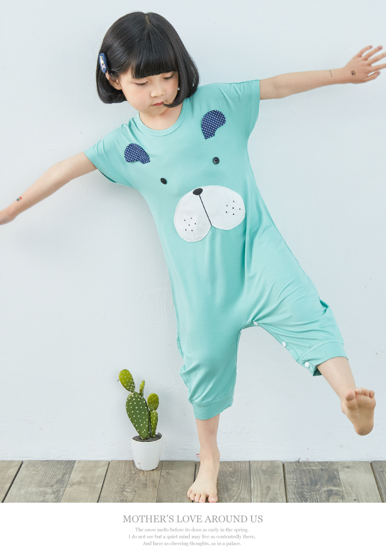 Shang Bao Mai mùa hè trẻ em mới một bộ đồ ngủ bé trai và bé gái đồ ngủ một mảnh body cotton thông hơi cho bé