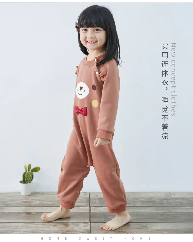 Đồ ngủ trẻ em một mảnh mùa đông Shangbao Mai ấm áp và nhung dày bé trai và bé gái đồ ngủ một mảnh dày quần áo trẻ em nam