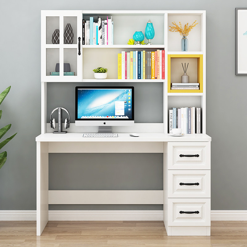 Desk bookshelf integrated table home desktop computer desk bookcase combination small apartment simple modern student writing desk