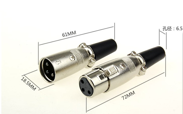 Canon head three-core microphone plug Canon head male and female Kalong head Balance Kalong head XLR audio plug