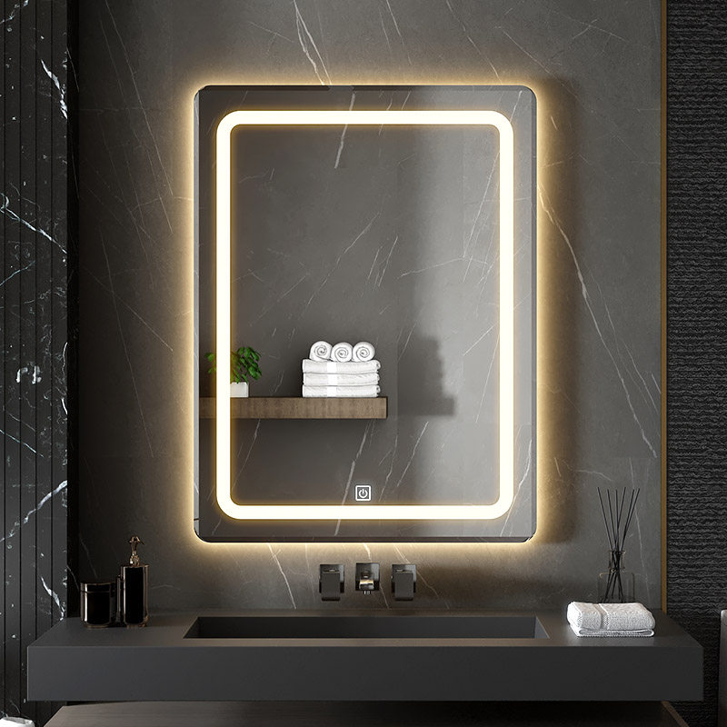 Smart Bathroom Mirror Led with lamp Touch Screen Toilet Makeup Room Free of perforated wall-mounted washroom Anti-fogging mirror