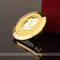 Chairman Maos gold-plated badge Mao Zedongs round metal collection chapter seal Ping An commemorative medal jewelry