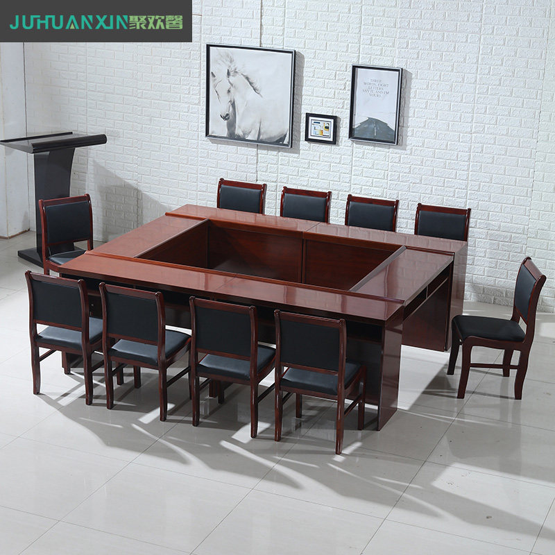 Solid wood conference table and chair combination simple modern government desk long workbench training reception negotiation table