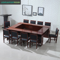  Solid wood conference table and chair combination Simple modern government desk long workbench training reception negotiation table