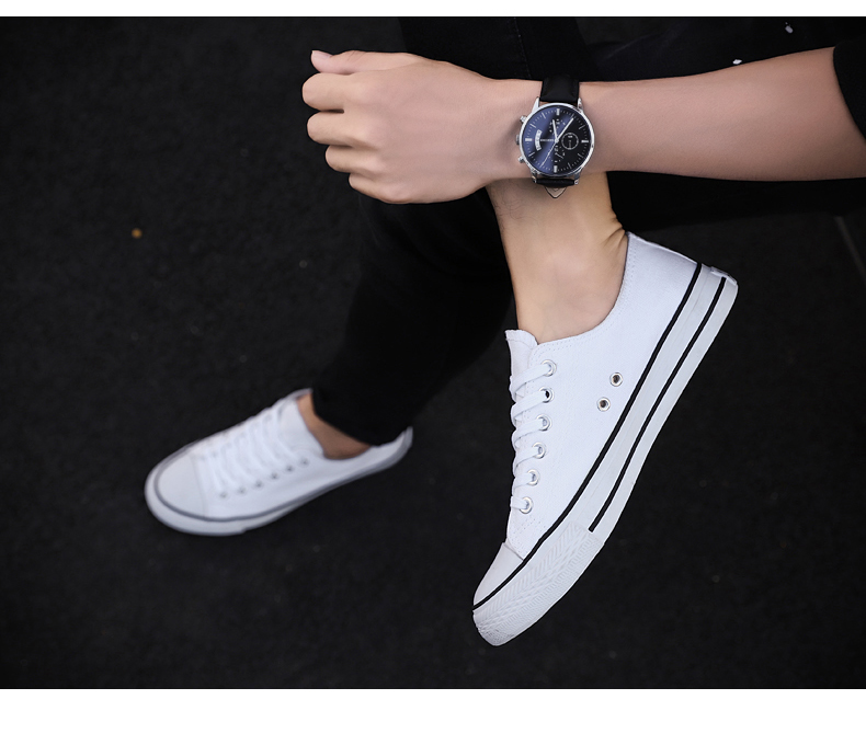 Giày nam mùa thu Giày nam Giày đế bằng Giày nam phiên bản Hàn Quốc của giày hoang dã Giày đế xuồng thấp màu trắng giày lười thể thao nam