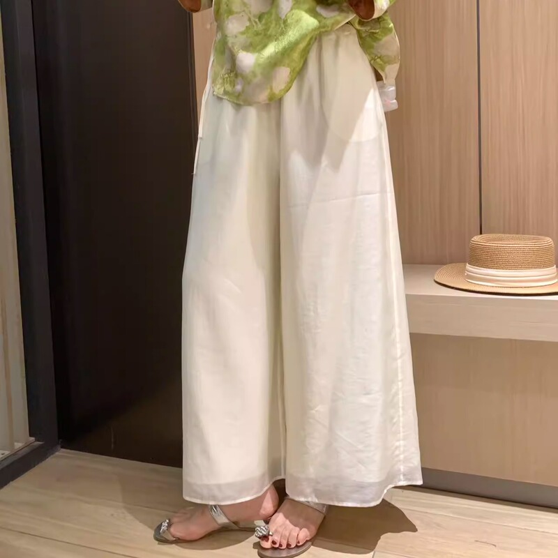 High-End Nine-Point Tencel Pants for Women, Casual and Versatile, New Chinese Style, Ethereal and Flowing, Straight Wide-Leg Pants, Slimming and Lightweight High-End Nine-Point Tencel Pants for Women, Casual and Versatile, New Chinese Style, Ethereal and Flowing, Straight Wide-Leg Pants, Slimming and Lightweight