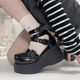 Shop in Time Harajuku Platform Shoes for Women ~ Handsome Cross-Strap Wedge High-top Shoes Dark Hollow Shoes