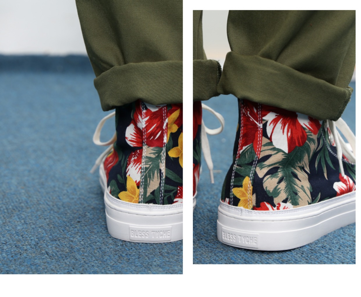 BLESS SHOE ALOHA hoa Hawaii mùa hè hoa cao cấp đôi giày cao cổ thường - Giay cao sneaker nam