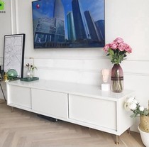 Nordic TV cabinet Modern simple light luxury TV cabinet Coffee table combination Living room small household TV cabinet High white