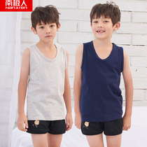 Antarctic childrens vest boys wear spring and summer cotton thin base shirt large and small childrens hand-shaped underwear baby