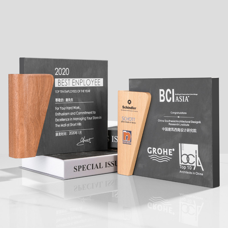 Stone authorization plate certificate customization High-grade creative wood medal plaque honor trophy custom solid wood new model