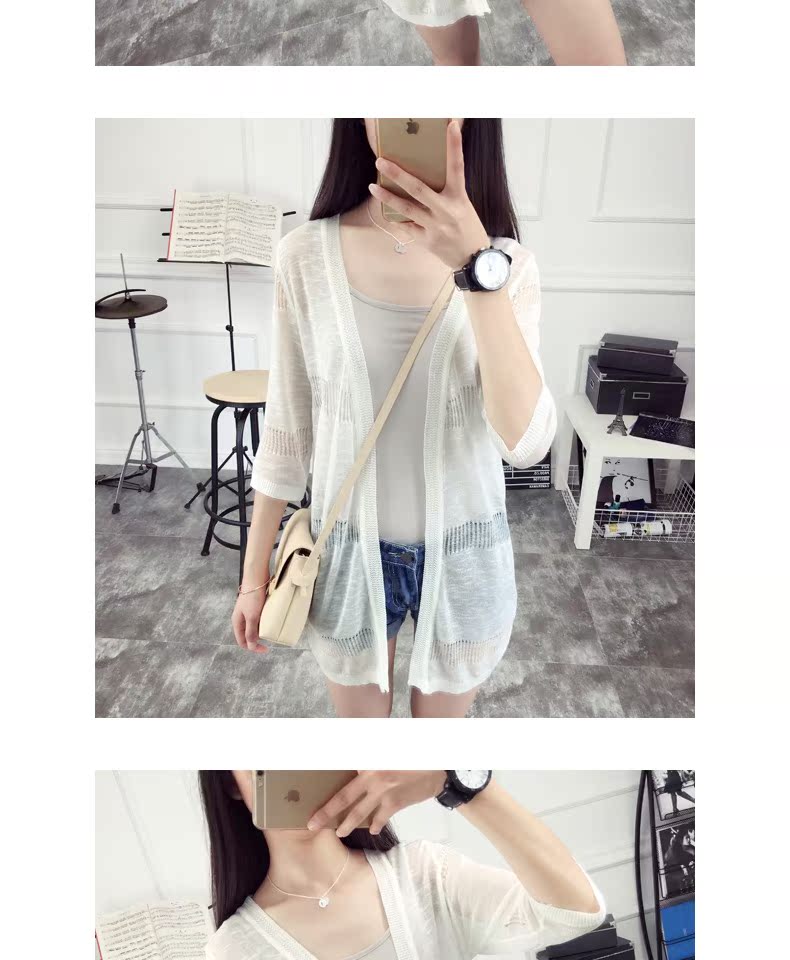 Áo len dáng dài cho nữ cardigan 2018 đầu xuân mỏng áo mùa hè buông lơi bên ngoài áo sơ mi nữ có máy lạnh - Cộng với kích thước quần áo áo thun tay dài nữ
