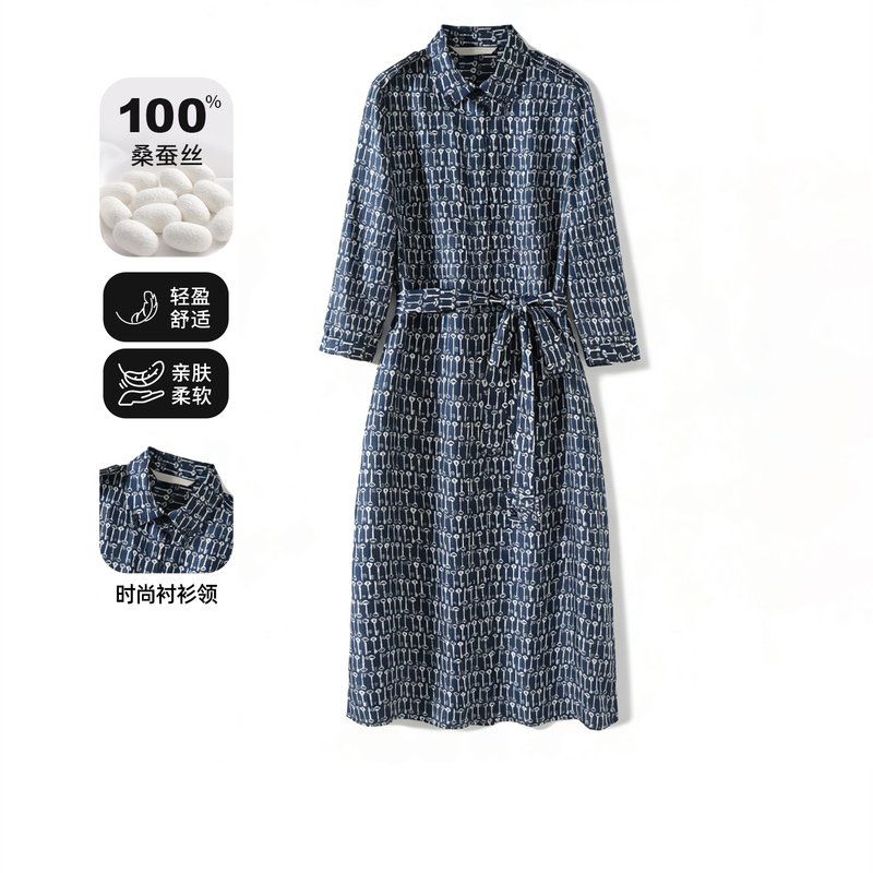 Lulugi Elegant Slimming Mulberry Silk Shirt Dress for Women 2026 New Style Waist-Cinching Single-Breasted Silk Dress Lulugi Elegant Slimming Mulberry Silk Shirt Dress for Women 2026 New Style Waist-Cinching Single-Breasted Silk Dress