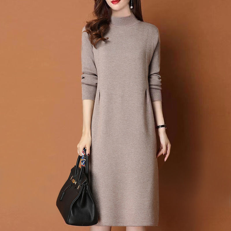 Korean Style Sweater Knit Base Dress for Autumn and Winter, Stylish Dress to Pair with a Coat, 2026 Autumn and Winter New Sweater Dress