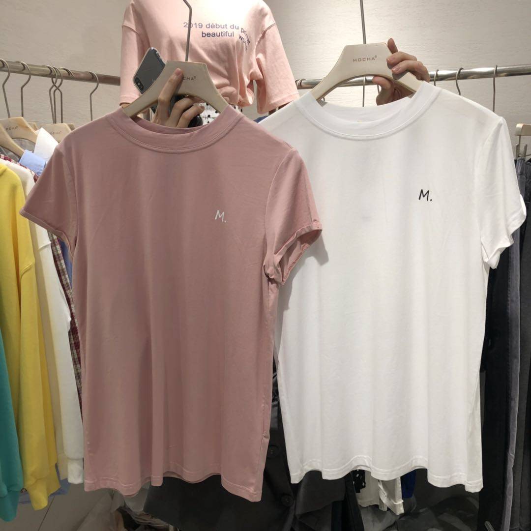 JAY T spring and summer temperament Korean version of the all-match sports fashion M letter casual short-sleeved T-shirt 7390