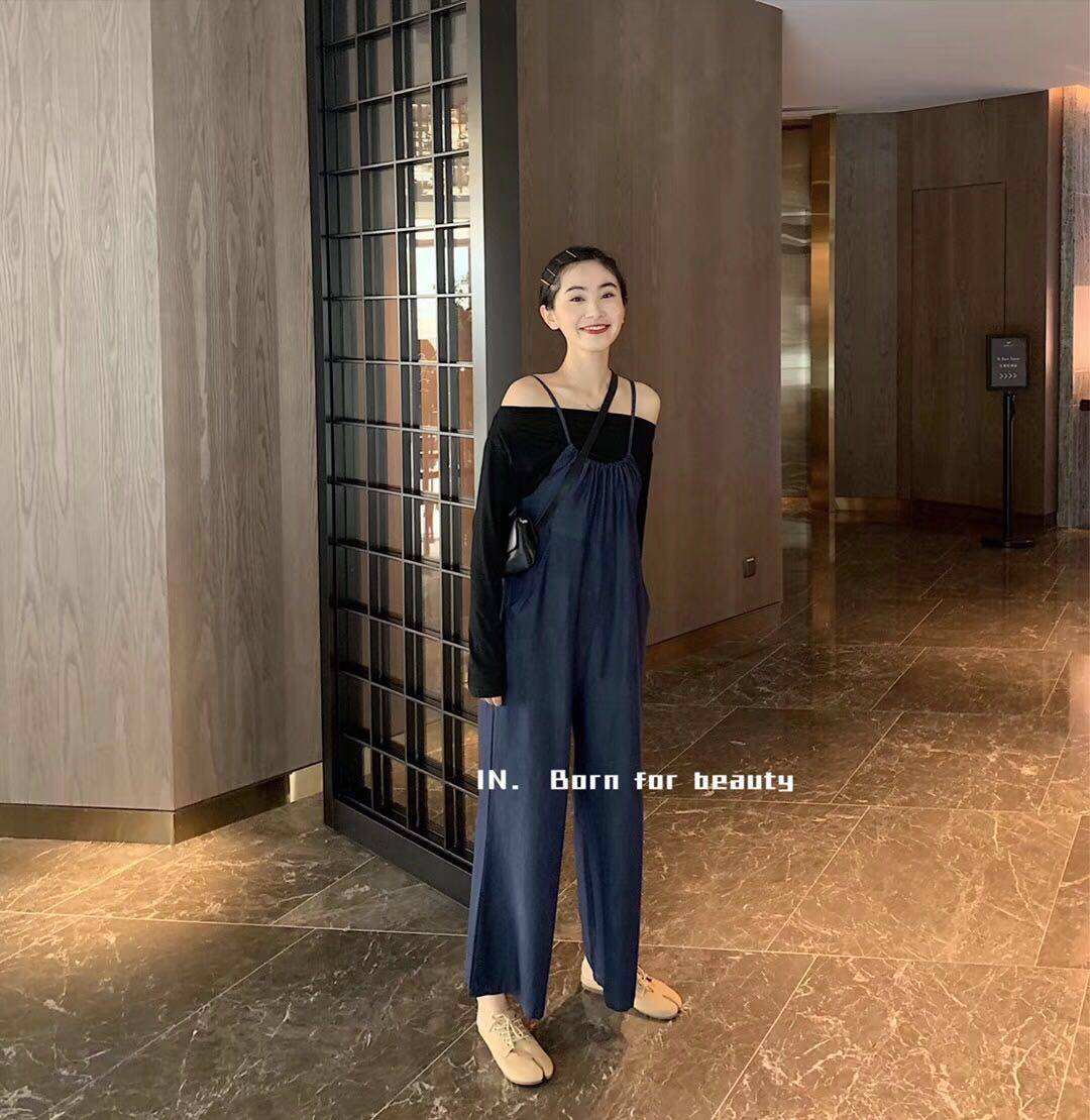 Spring/Summer 2022ins super hot baby bag pants Korean version fashion single product thin casual suspender jumpsuit women