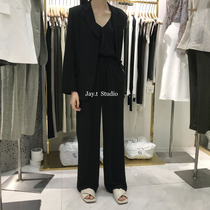 Korean milady suit spring summer Korean version casual droop French temperament thin chiffon suit set 6892