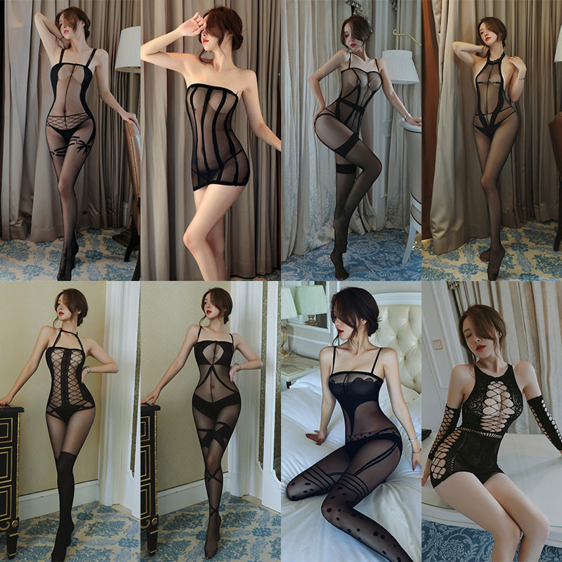Couple and wife underwear sexy black thin stockings sexy transparent temptation to connected net clothing connected stockings temptation