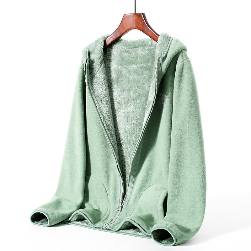 Net red hot style 2022 spring and autumn polar fleece jacket women's plus velvet thick fleece cardigan thick cotton T men's spring and autumn