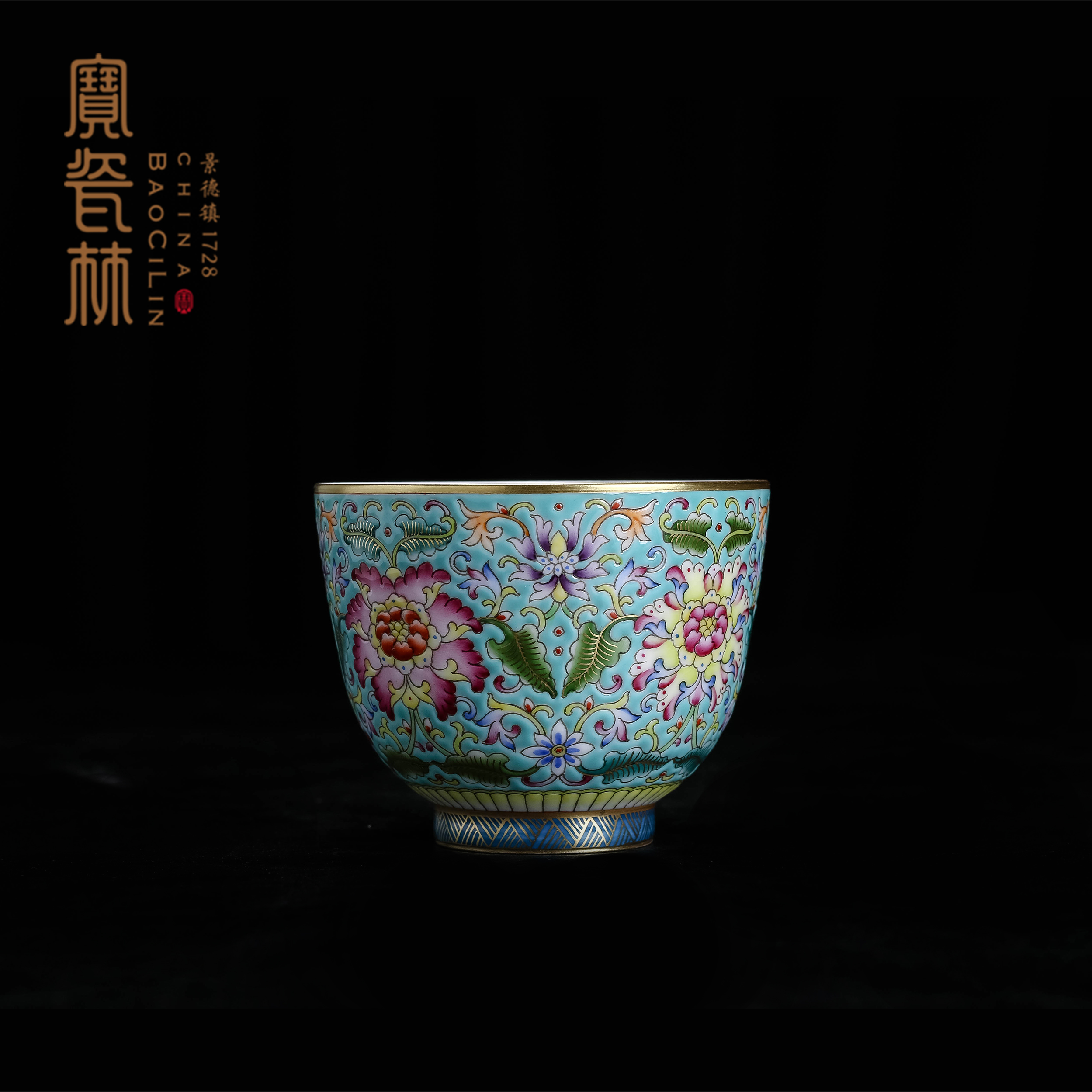 Treasure porcelain green colored enamel paint straight koubei Lin master sample tea cup cup a cup of tea cups