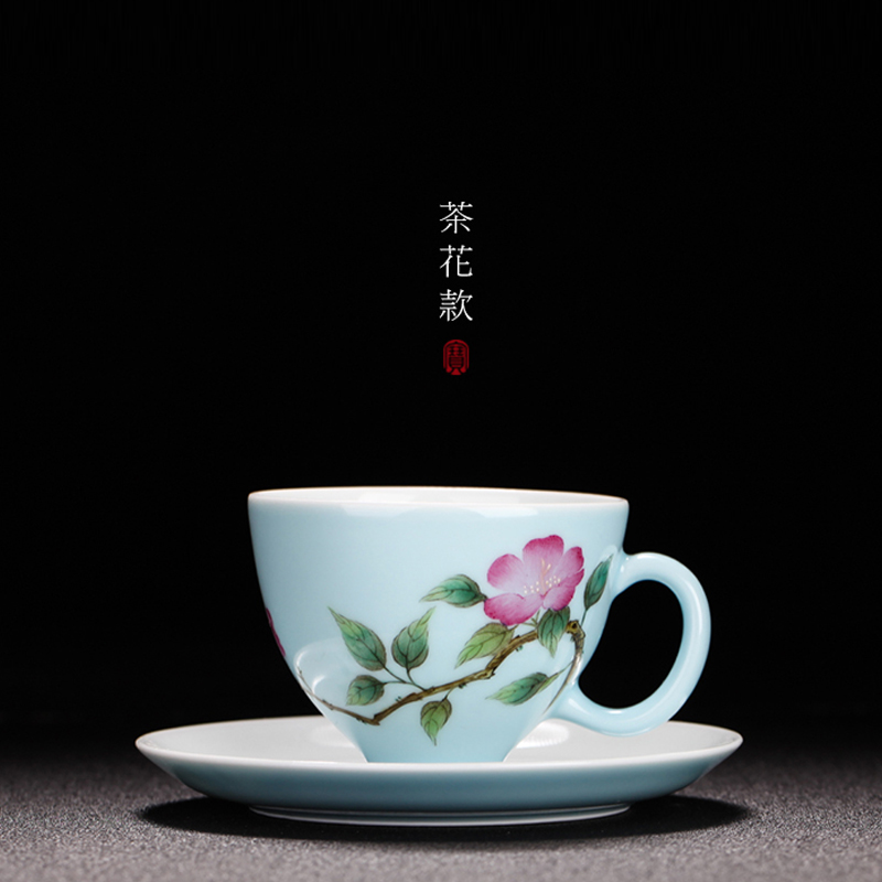 Treasure porcelain jingdezhen tea set ceramic cup bowl Lin, a single CPU hand azure famille rose tea cup coffee cups and saucers