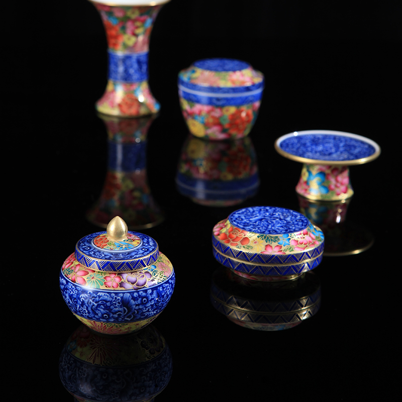 Treasure porcelain collection jingdezhen ceramics antique incense buner govenment up with Lin colored enamel paint all flowers covered six times