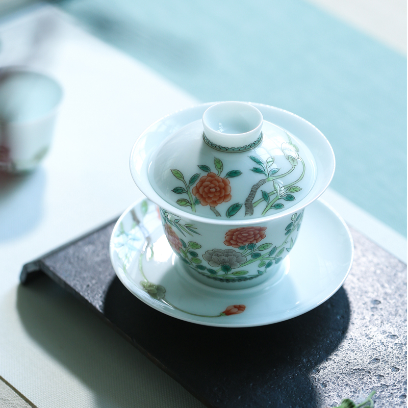 Treasure porcelain jingdezhen hand - made ceramic Lin kung fu tea cup colors only three tureen sample tea cup set of single CPU