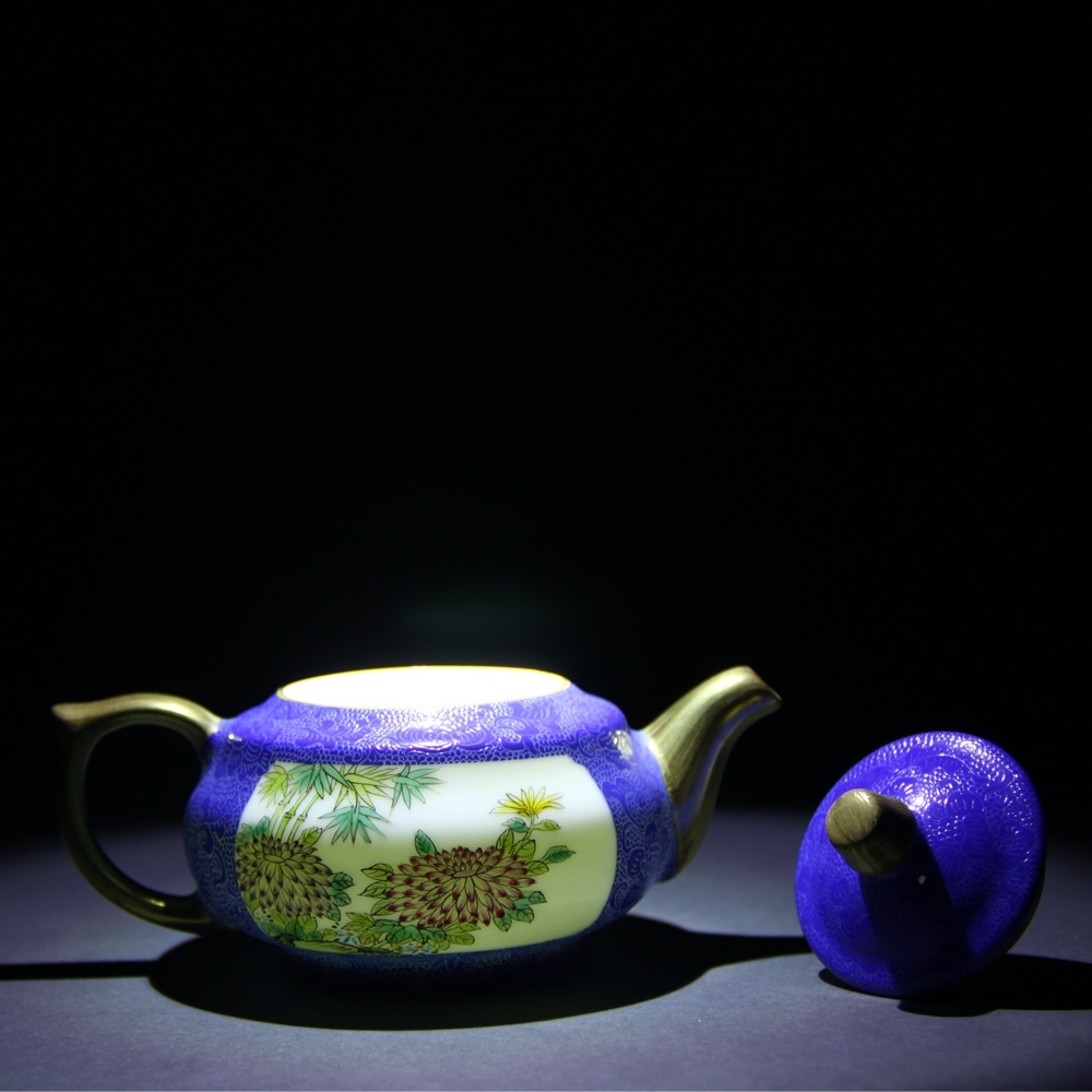 Treasure porcelain blue scramble for flower Lin pastel medallion persimmon flower pot of color glaze color, grilled hand - made of jingdezhen