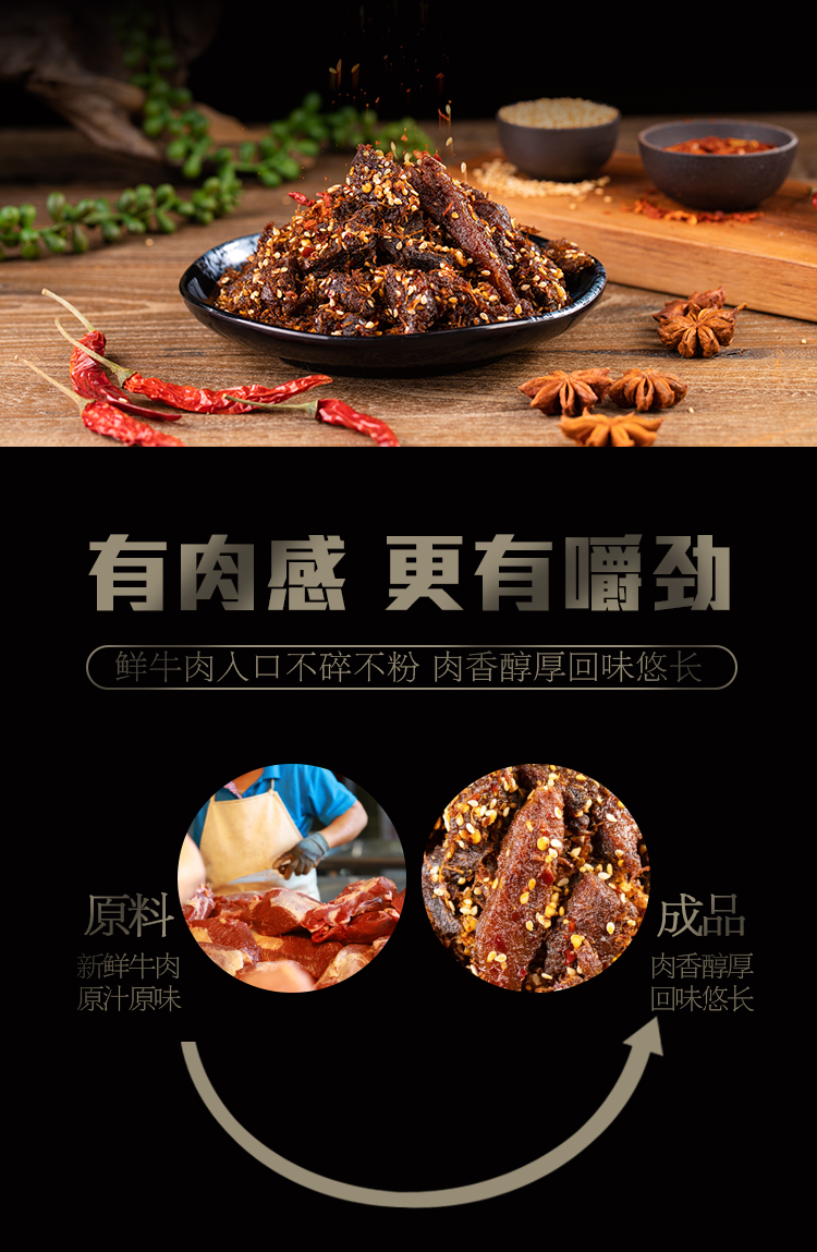 1号牧场 麻辣爆椒牛肉干 52g*2包 图2
