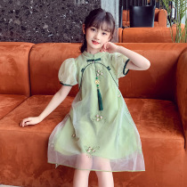 Girls cheongsam dress summer baby new childrens clothing foreign style summer girl summer princess skirt summer