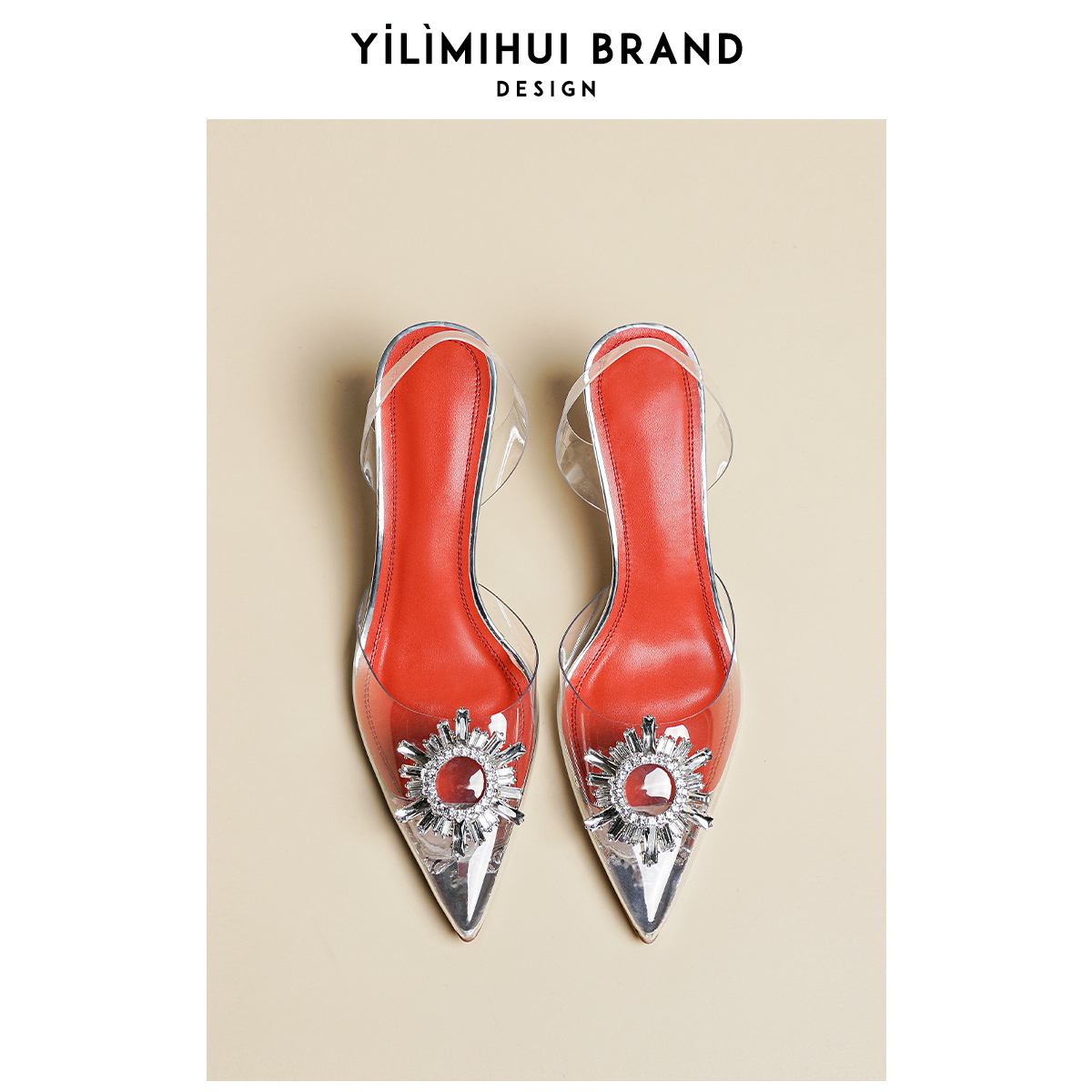 (mid-time limited-time flattering non-quality issue no deback) pointed high heel shoe waterdrill Baotou sandal