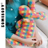 三色补丁 Радужная милая подушка для сна, плюшевая игрушка, кукла