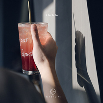 And Home Day Super Thick Real Large Capacity Day Style Minimalist Transparent Alphabet Glass Cups High Temperature Bonjour Water Cups