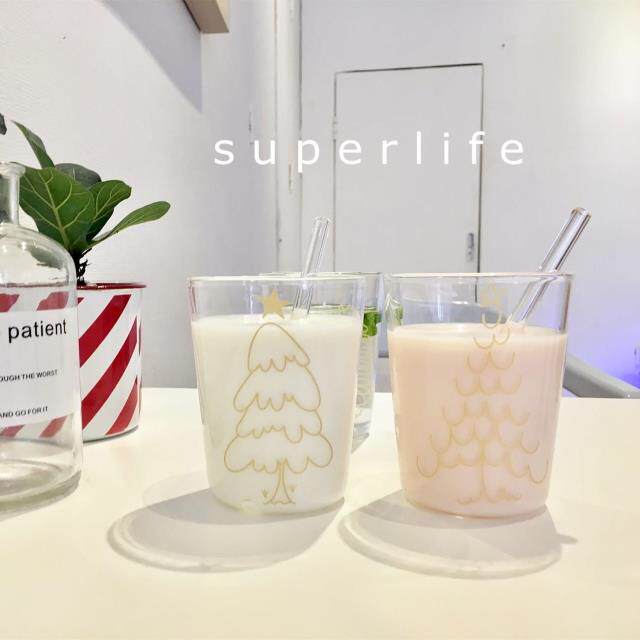 Special recommended Golden Christmas Tree Series Nordic Wind Heat Resistant Glass Cups Home Zakka Oat Breakfast Cup
